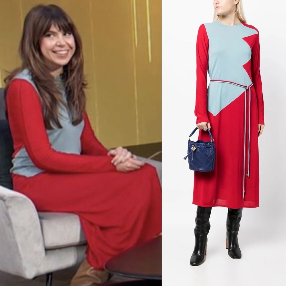 Tory Burch Runway Colorblock Honeycomb Jersey Midi Dress Size 6 - Picture 15 of 15